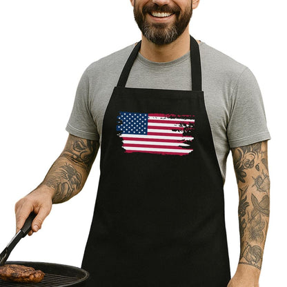 Patriotic Apron with 5-Color Straps | Ideal for BBQs, Grilling, Cooking Classes, Independence Day, Gift for Chefs