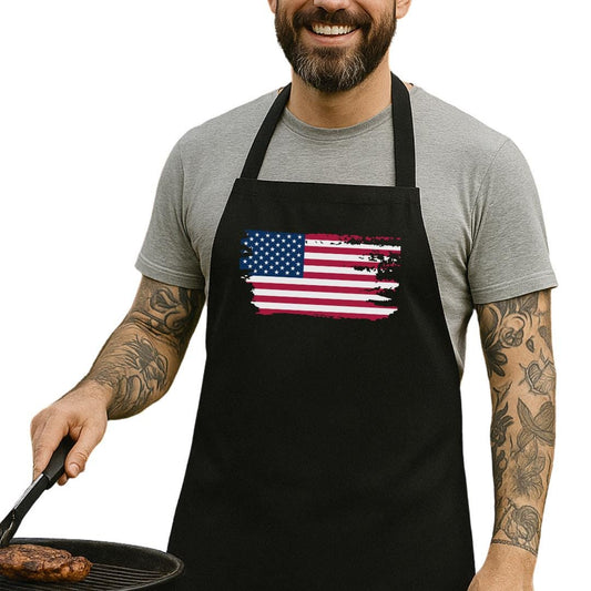 Patriotic Apron with 5-Color Straps | Ideal for BBQs, Grilling, Cooking Classes, Independence Day, Gift for Chefs