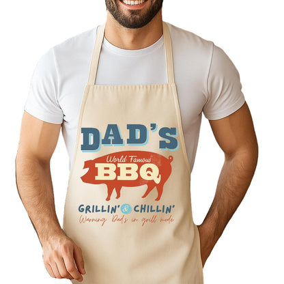 Dad's BBQ Apron Grillin' & Chillin' Funny Apron Gift for Father Apron for Grill Master Backyard BBQ Gear Canvas Apron for Outdoor Grilling