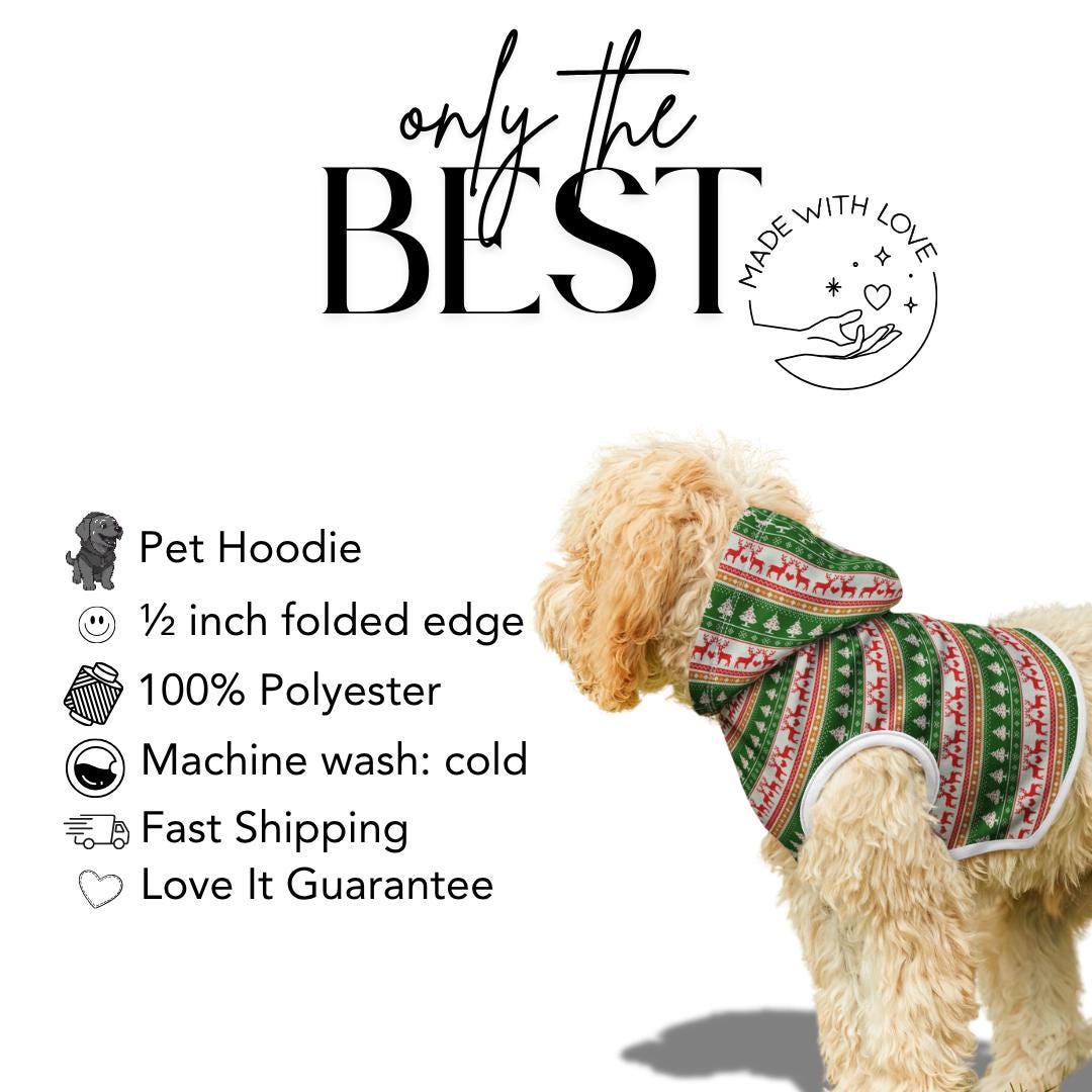 Christmas Red & Green Pattern Dog Hoodie  Ugly Xmas Sweater Style Pet Outfit for Holidays
