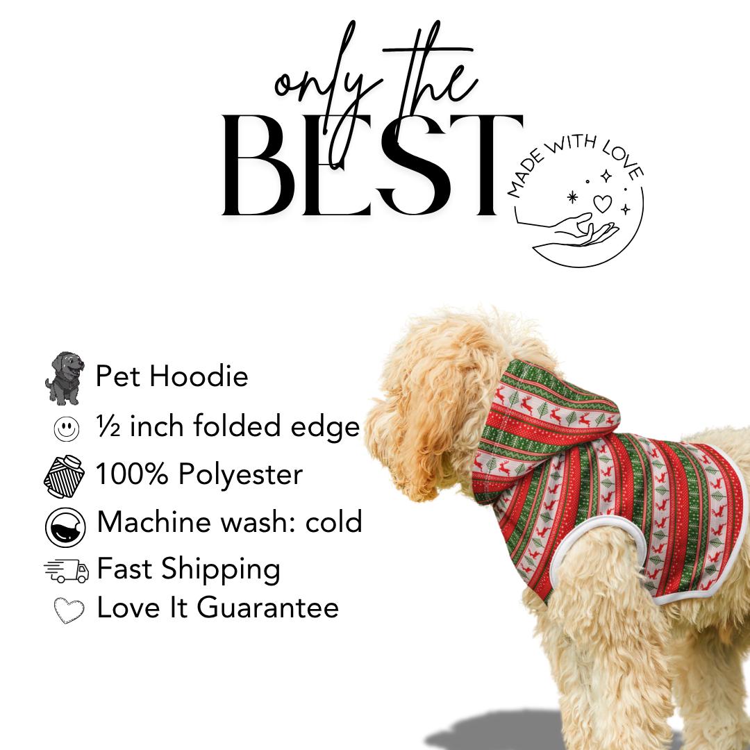 Ugly Christmas Pet Hoodie Holiday Dog and Cat Hoodie Cozy Soft Polyester Pet Outfit Festive Reindeer & Christmas Pattern Hoodie Gift for Pet