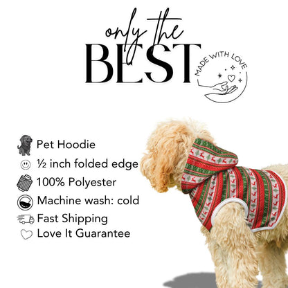 Ugly Christmas Pet Hoodie Holiday Dog and Cat Hoodie Cozy Soft Polyester Pet Outfit Festive Reindeer & Christmas Pattern Hoodie Gift for Pet