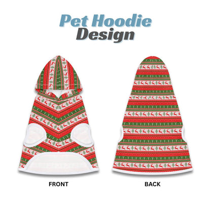 Ugly Christmas Pet Hoodie Holiday Dog and Cat Hoodie Cozy Soft Polyester Pet Outfit Festive Reindeer & Christmas Pattern Hoodie Gift for Pet