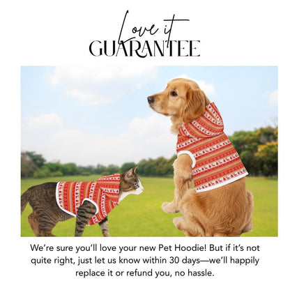 Festive Red Pattern Christmas Dog Hoodie  Ugly Xmas Sweater Style Pet Hoodie for Winter