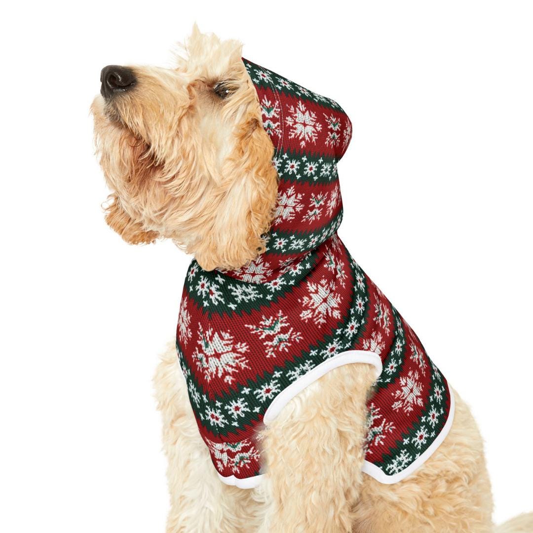 Christmas Snowflake Pet Hoodie for Dogs and Cats Festive Holiday Pet Hoodie Soft Polyester Cozy Winter Dog Hoodie Warm Christmas Pet Clothes
