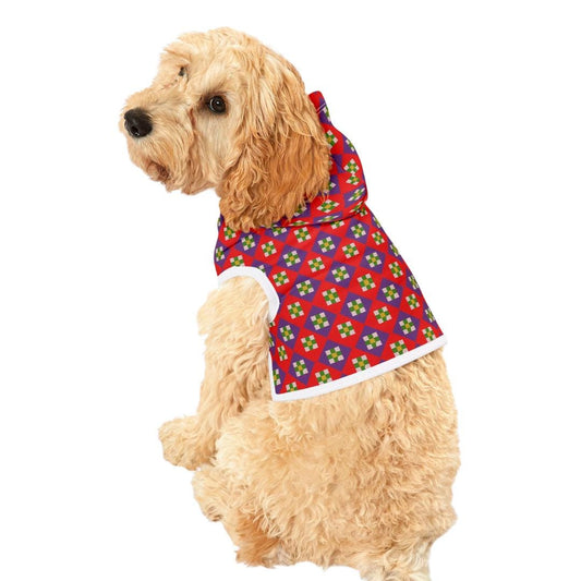 Festive Geometric Pattern Pet Hoodie for Dogs and Cats Soft Polyester Hoodie Cute Holiday & Everyday Pet Wear Comfortable Holiday Pet Hoodie