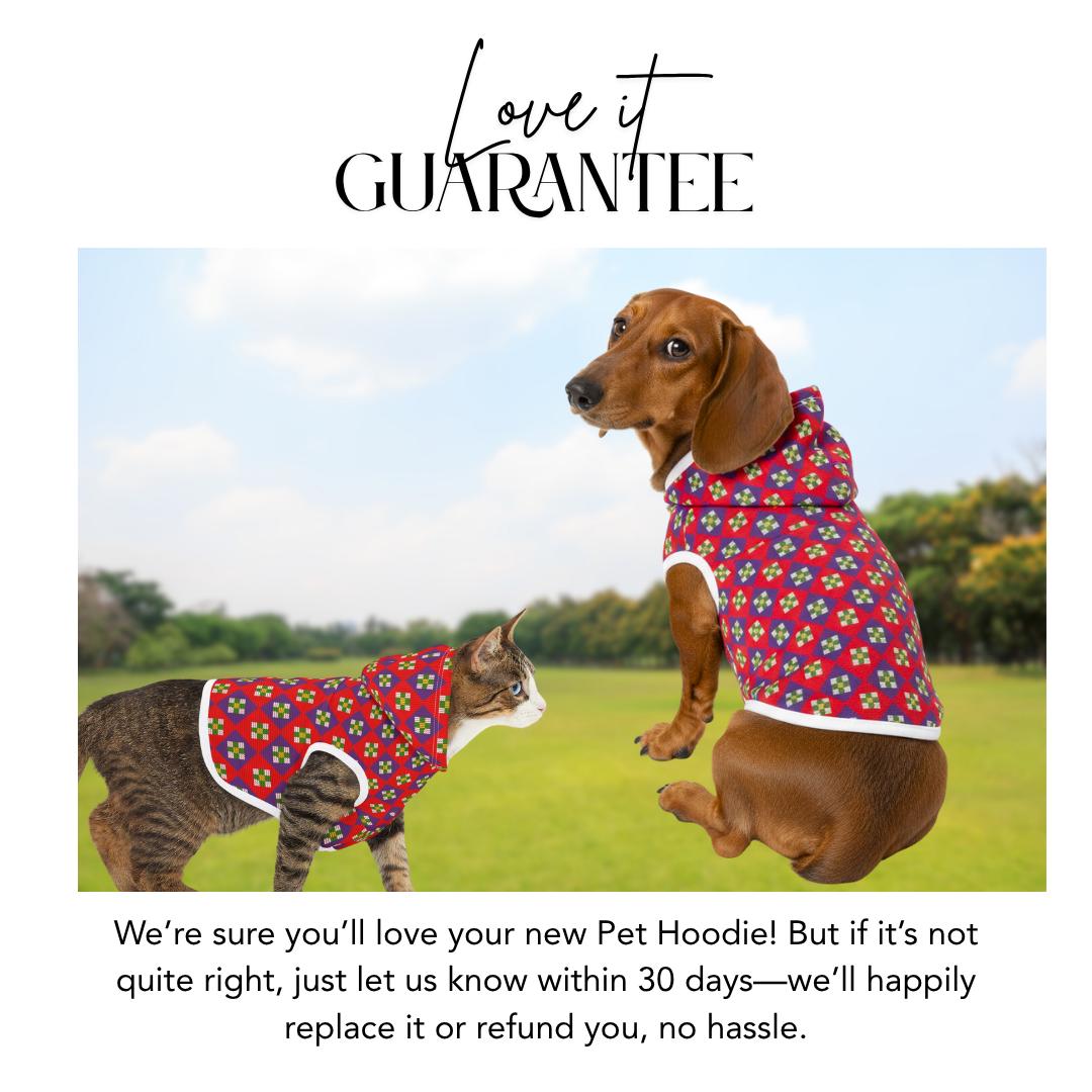 Festive Geometric Pattern Pet Hoodie for Dogs and Cats Soft Polyester Hoodie Cute Holiday & Everyday Pet Wear Comfortable Holiday Pet Hoodie