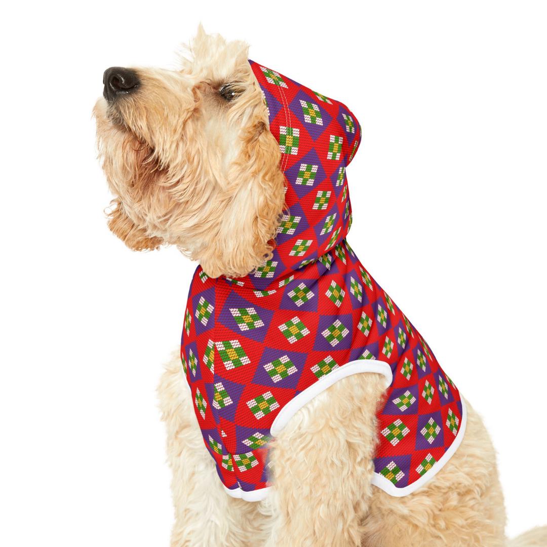 Festive Geometric Pattern Pet Hoodie for Dogs and Cats Soft Polyester Hoodie Cute Holiday & Everyday Pet Wear Comfortable Holiday Pet Hoodie