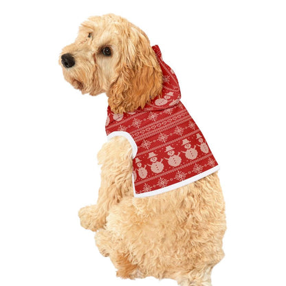 Snowman Christmas Pet Hoodie Cozy Holiday Dog & Cat Hoodie Soft Polyester Winter Snowman Pattern Pet Outfit Festive Holiday Pet Clothing