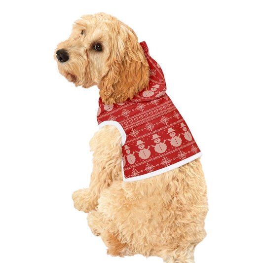 Snowman Christmas Pet Hoodie Cozy Holiday Dog & Cat Hoodie Soft Polyester Winter Snowman Pattern Pet Outfit Festive Holiday Pet Clothing
