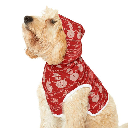 Snowman Christmas Pet Hoodie Cozy Holiday Dog & Cat Hoodie Soft Polyester Winter Snowman Pattern Pet Outfit Festive Holiday Pet Clothing