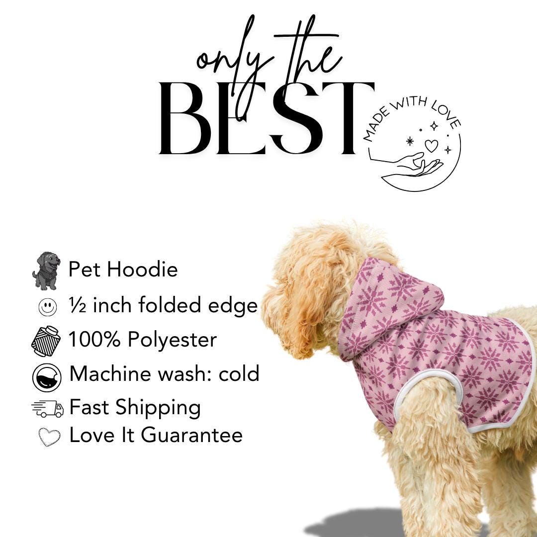 Cute Pink Snowflake Pet Hoodie Winter Dog and Cat Hoodie Soft Polyester Cozy Holiday Pet Outfit Warm Pet Clothing Gift for Winter Walks