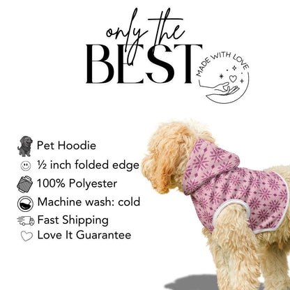 Cute Pink Snowflake Pet Hoodie Winter Dog and Cat Hoodie Soft Polyester Cozy Holiday Pet Outfit Warm Pet Clothing Gift for Winter Walks