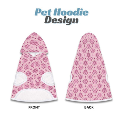 Cute Pink Snowflake Pet Hoodie Winter Dog and Cat Hoodie Soft Polyester Cozy Holiday Pet Outfit Warm Pet Clothing Gift for Winter Walks