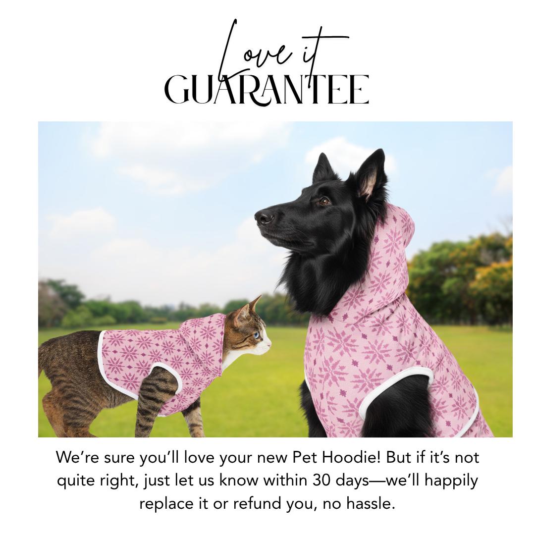 Cute Pink Snowflake Pet Hoodie Winter Dog and Cat Hoodie Soft Polyester Cozy Holiday Pet Outfit Warm Pet Clothing Gift for Winter Walks
