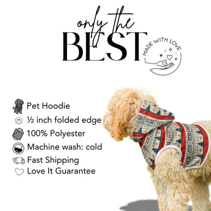 Retro Ugly Christmas Apparel Pet Hoodie Festive Red & Green Holiday Dog and Cat Hoodie Cozy Soft Polyester Cute Winter Pet Sweater Outfit