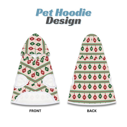 Festive Holiday Pet Hoodie Soft Polyester Dog and Cat Sweatshirt Cute Christmas Ornament Design Cozy Winter Pet Hoodie Perfect Pet Gift
