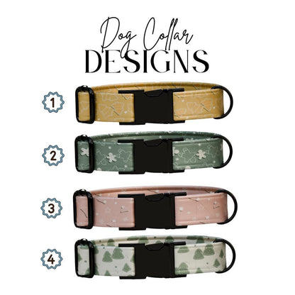 Personalized Christmas Holiday Dog Collar  Custom Name, Festive Prints, Secure Metal Buckle & D-Ring (OG-334)