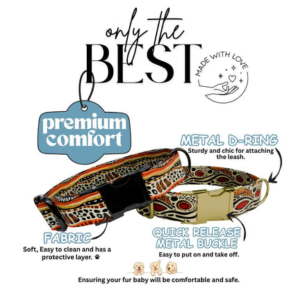 Boho Safari Personalized Dog Collar  Tribal Neutrals with Warm Earth Tones Custom Name with Metal Buckle (OG-369)