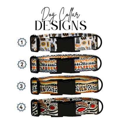 Boho Safari Personalized Dog Collar  Tribal Neutrals with Warm Earth Tones Custom Name with Metal Buckle (OG-369)