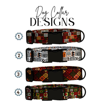 Colorful Tribal Personalized Dog Collar  Bold Geometric Boho Style Custom Name Metal Buckle (OG-377)
