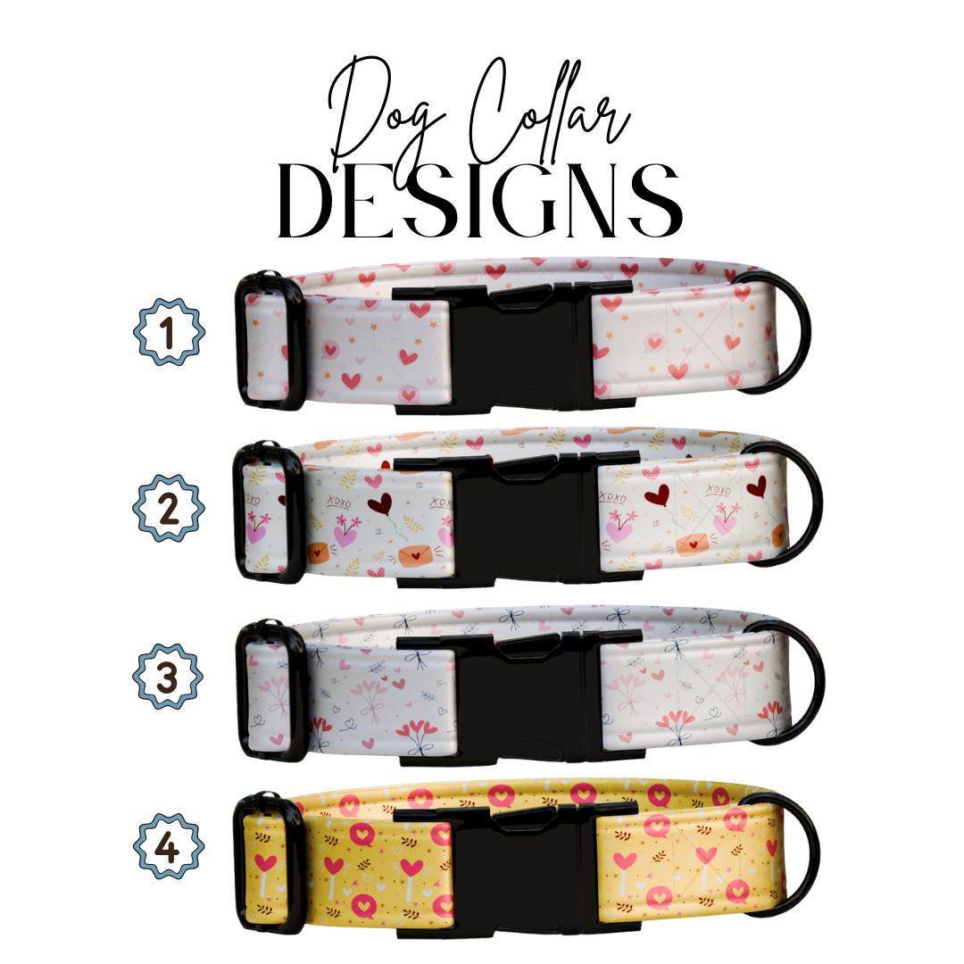 Valentines Day Dog Collar  Personalized Love-Themed Pup Collar Custom Metal Buckle (OG-386)