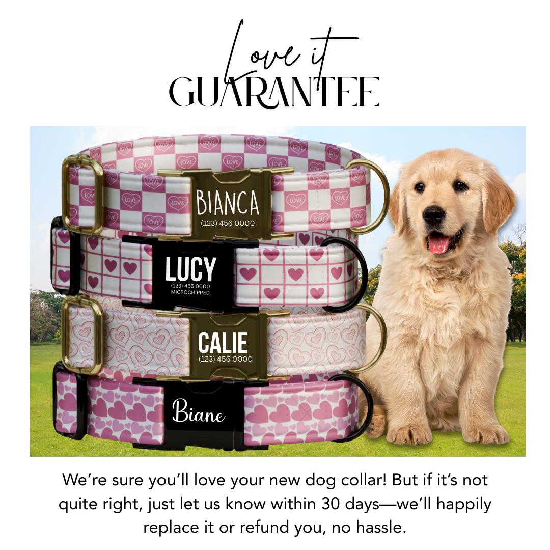 Valentines Love Pup Collar Personalized Heart Dog Collar Pink Valentine Designs Custom Metal Buckle (OG-389)