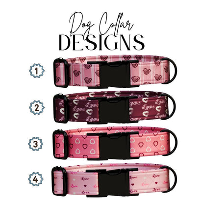 Valentine Hearts Dog Collar  Custom Love-Themed Puppy Collar with Name & Phone Number (OG-394)