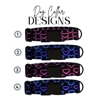 Neon Love Heart Dog Collar, Valentine's Day Personalized Pup Collar (OG-405)