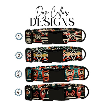 Tribal Chic Personalized Dog Collar Bold Geometric Prints Custom Name Metal Buckle (OG-374)