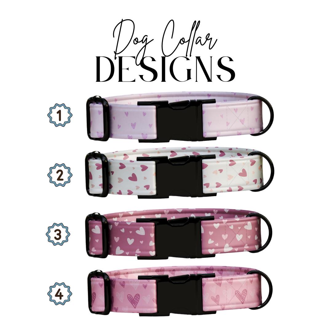 Personalized Valentine Dog Collar: Blush Hearts, Custom Metal Buckle (OG-391)