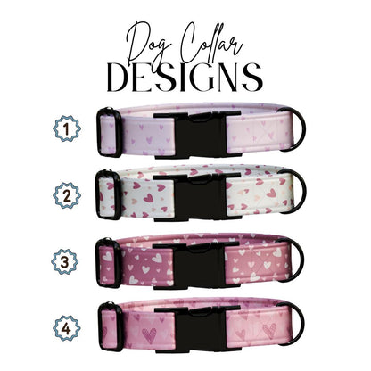 Personalized Valentine Dog Collar: Blush Hearts, Custom Metal Buckle (OG-391)