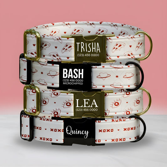 Love at First Woof Custom Valentines Dog Collar  Made with Love and Treats! (OG-408)