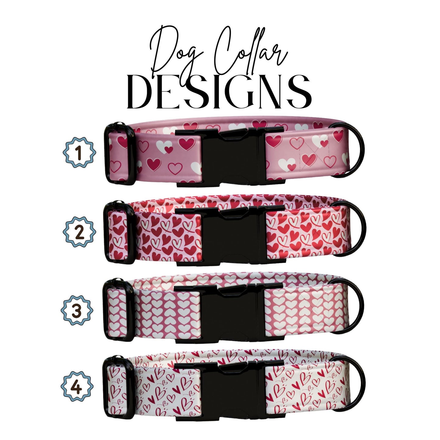 Valentine Hearts Personalized Dog Collar  Unqiue, Stylish & Made with Love (OG-407)