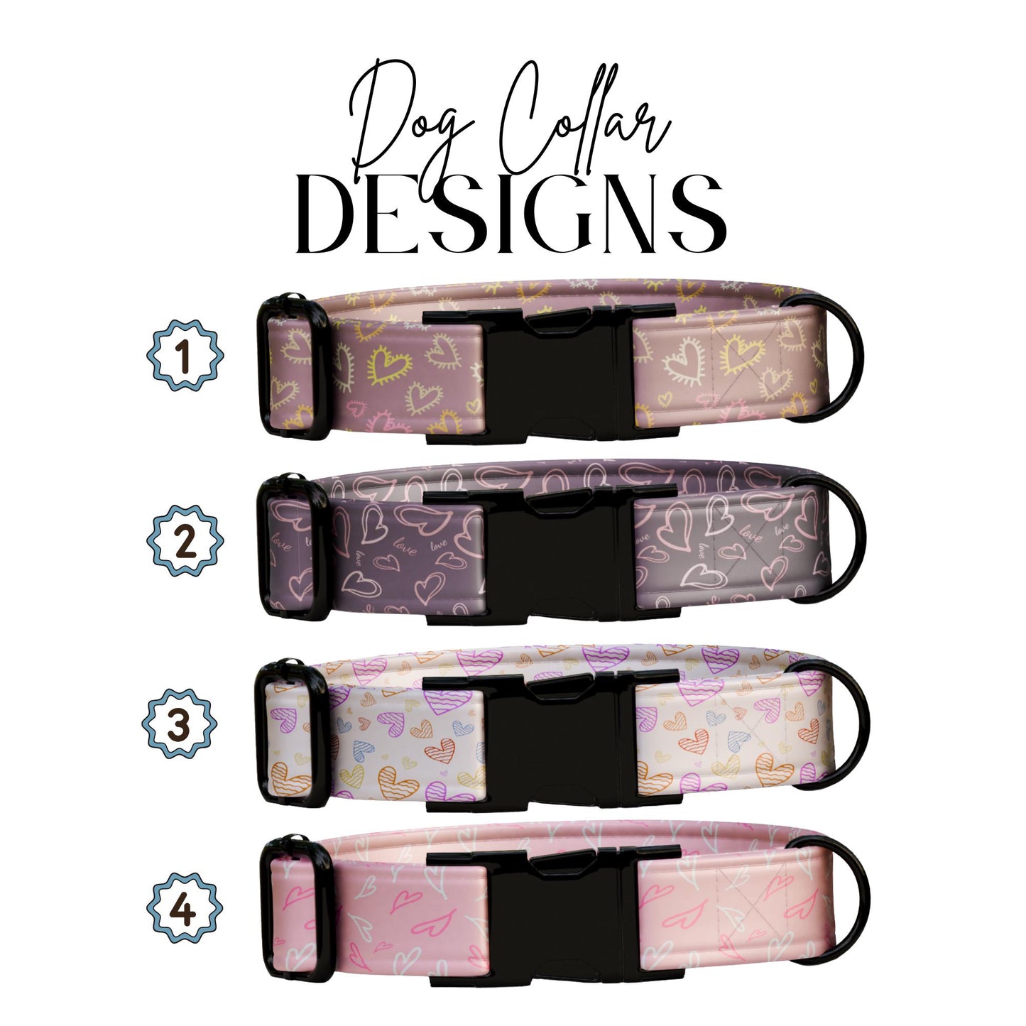 Valentine Hearts Personalized Dog Collar Stylish Pup Accessory Custom Name and Number! (OG-411)
