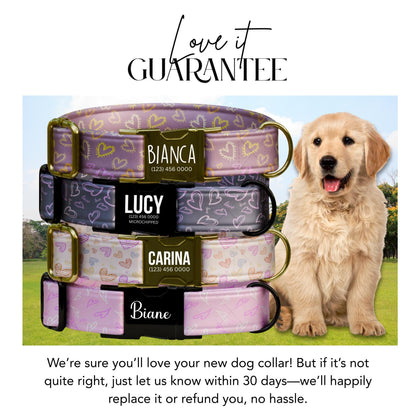 Valentine Hearts Personalized Dog Collar Stylish Pup Accessory Custom Name and Number! (OG-411)