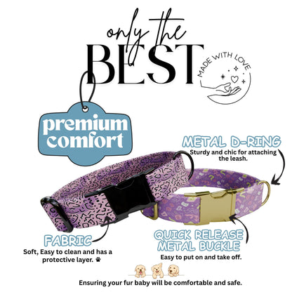 Purple Pop Memphis Dog Collar  Personalized Lavender Abstract Collar Custom Name & Number (OG-421)