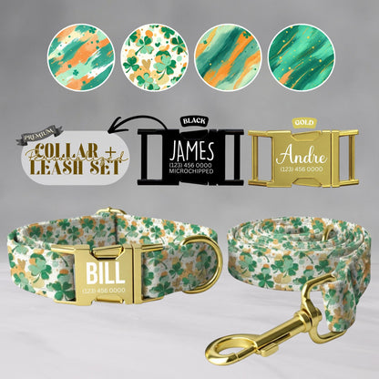 Lucky Charm Personalized Dog Collar  Shamrock Custom St. Patricks Day Pet Tag (OG-430)