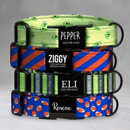 Game Day Pup Collar  Blue & Orange Alligator Football Vibes for Your MVP Custom Sport Dog Collar Football Season (OG-439)