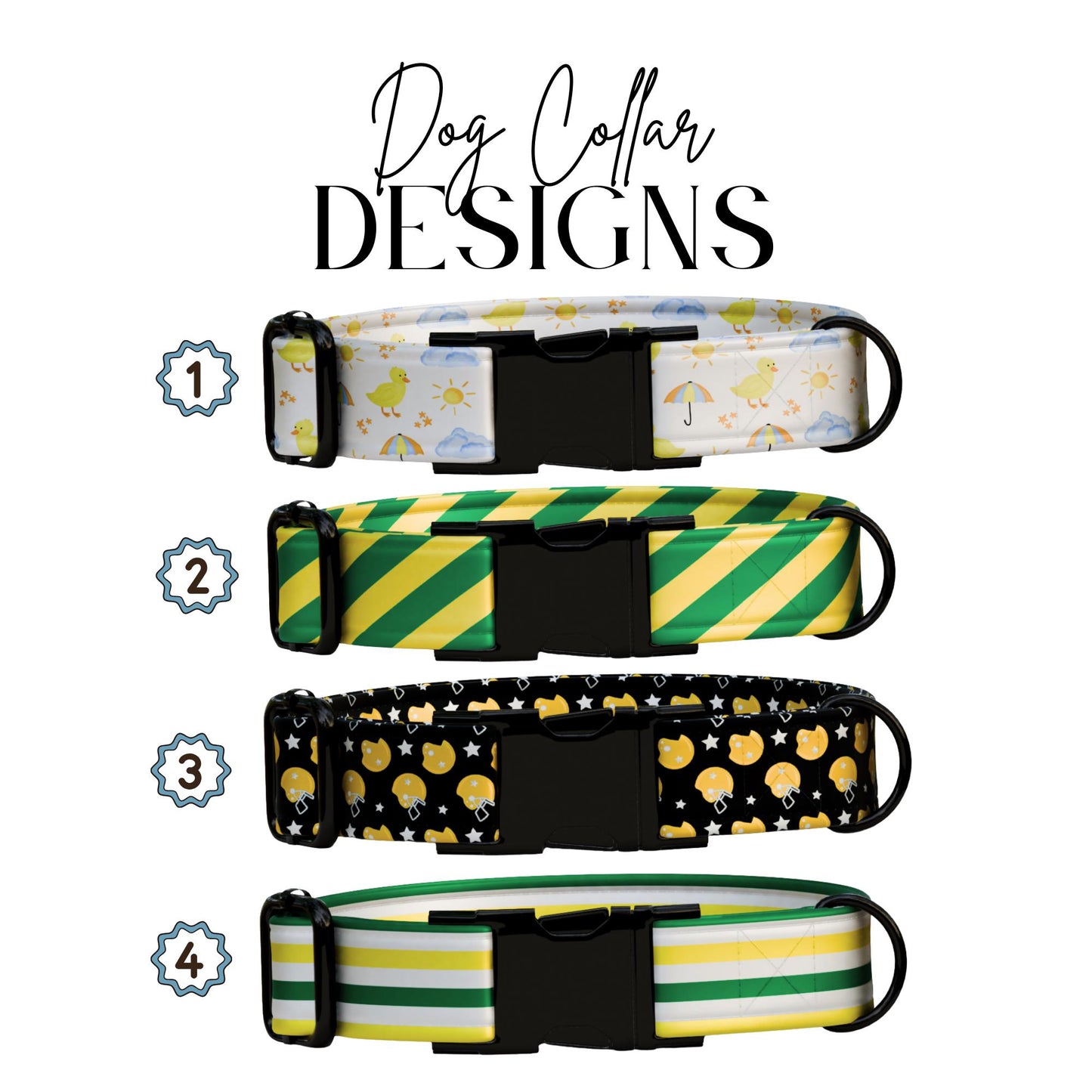Game Day Pup Collar  Green & Yellow Football Dog Collar | Personalized Sports Fan Collar | MVP Style for Your Bestie (OG-444)