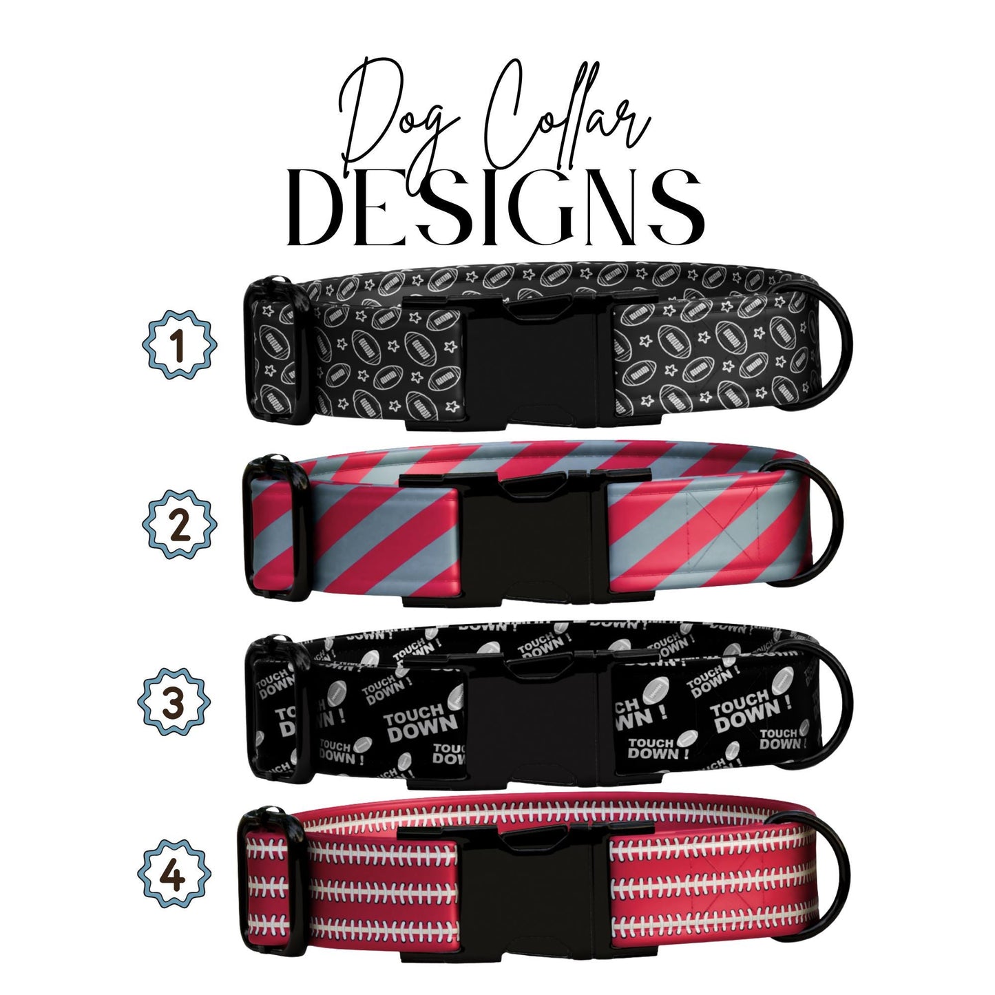 Game Day MVP Personalized Dog Collar  Touchdown-Ready Style for Your All-Star Pup! Football Dog Tag (OG-445)