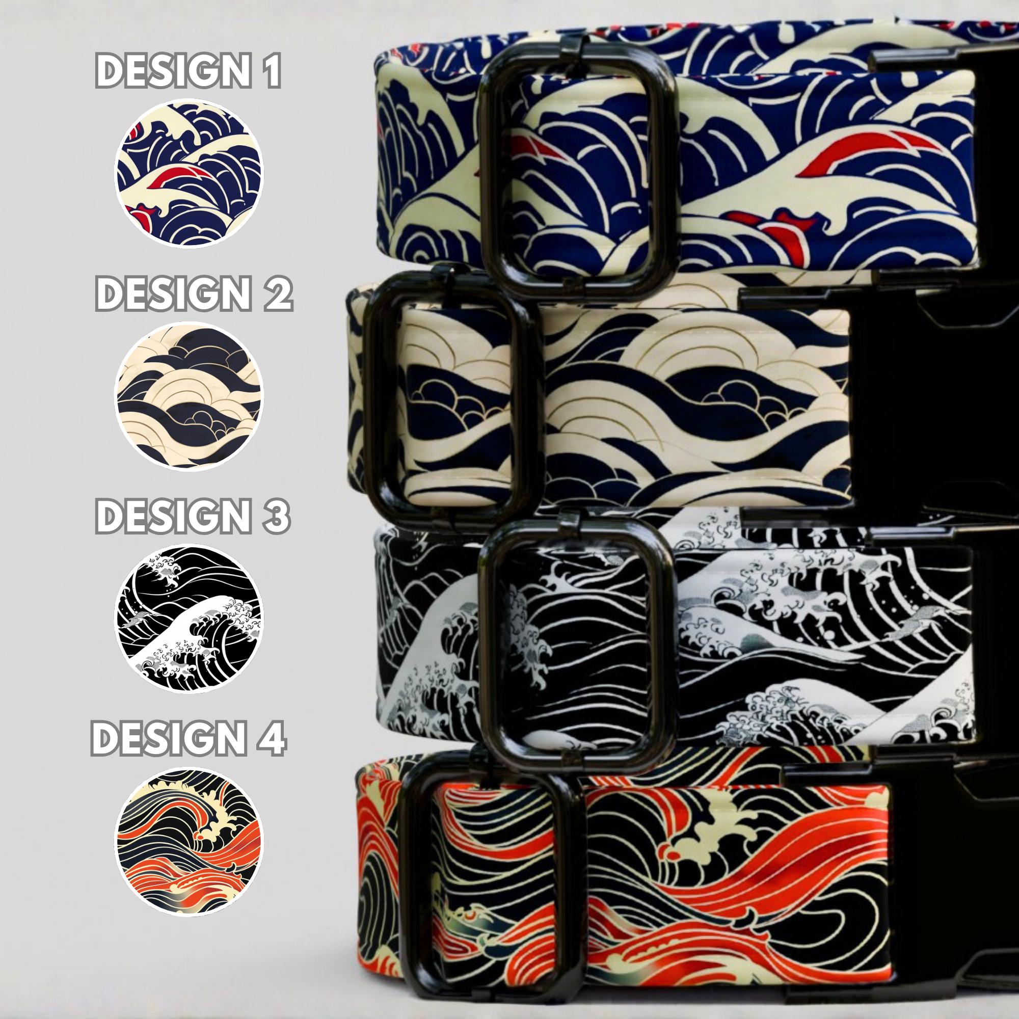 Japanese Wave Personalized Dog Collar & Leash Set