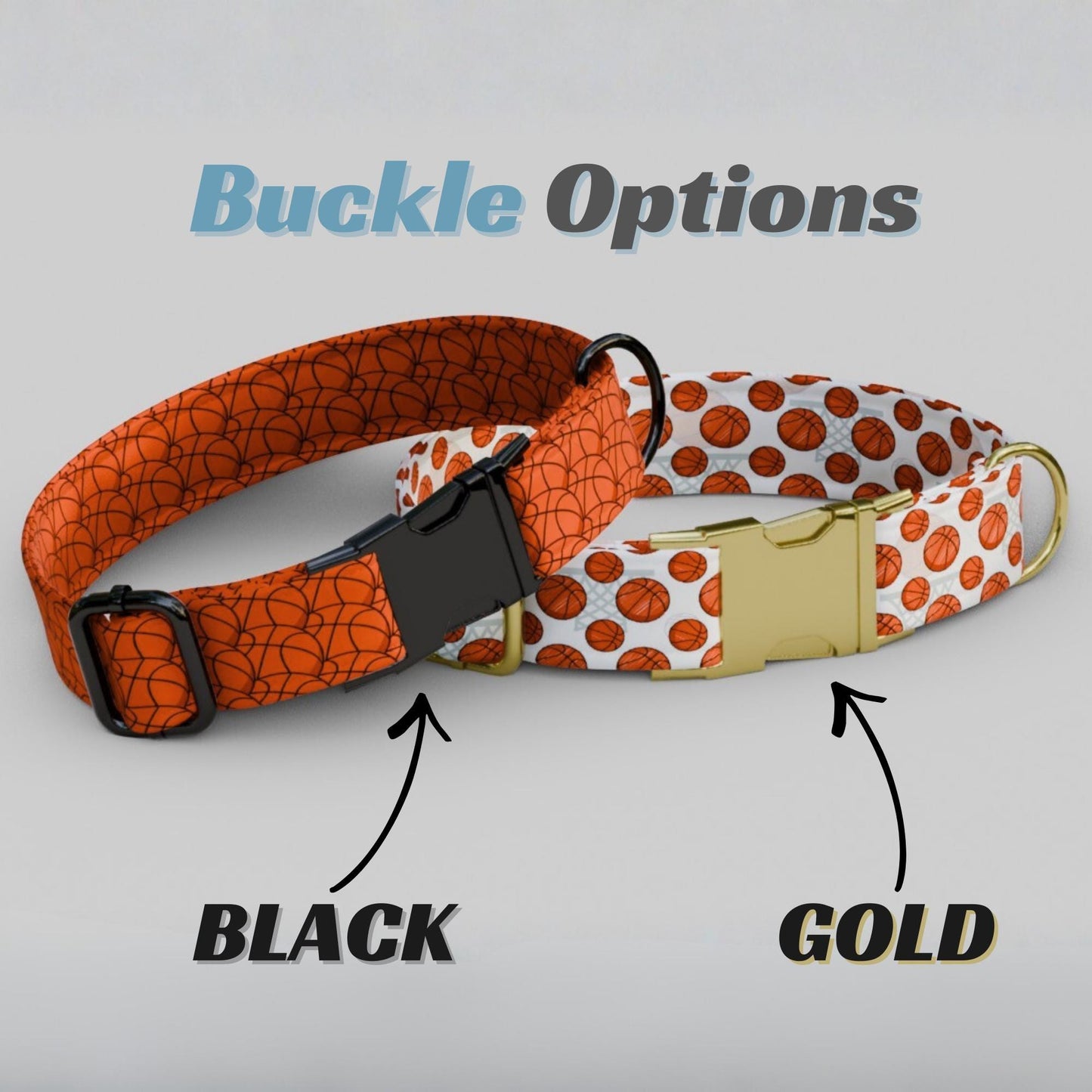 Basketball Print Dog Collar, Personalized Sports Theme- USA Handmade with matching LEASH, Custom Gift Ready (OG-458)