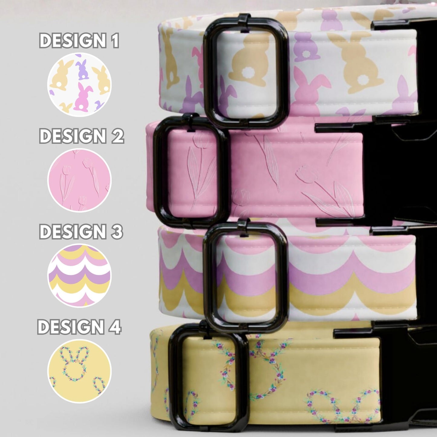 Easter Bunny Personalized Dog Collar Custom Name and Number Pastel Spring Collar Floral Printy (OG-463)