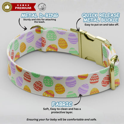 Easter Personalized Dog Collar Custom Name Bunny & Chick Pastel Spring Puppy Girl Gift (OG-464)