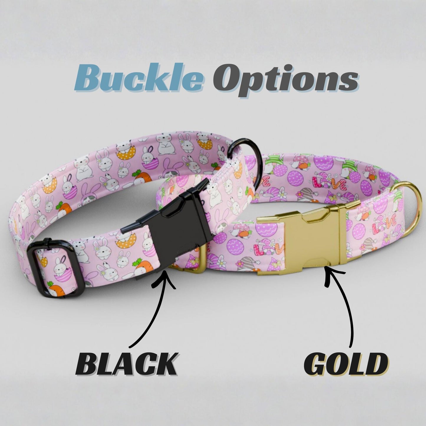 Pink Easter Bunny Personalized Dog Collar Custom Name Spring Puppy Collar Girl Dog Easter Gift (OG-466)