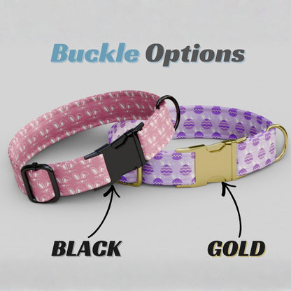 Pastel Easter Personalized Dog Collar Custom Name Bunny & Egg Spring Floral Girl Puppy (OG-467)