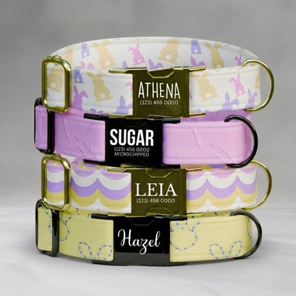 Easter Bunny Personalized Dog Collar Custom Name and Number Pastel Spring Collar Floral Printy (OG-463)
