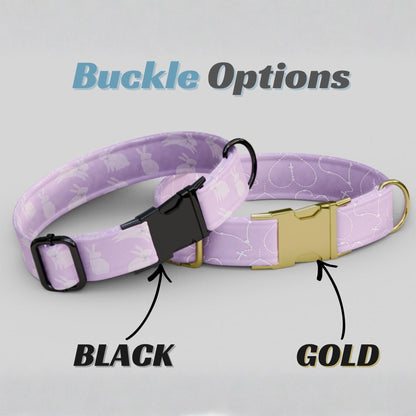 Easter Dog Collar Custom Bunny Name Collar Lilac Purple Spring Puppy Collar Engraved Pet ID Collar (OG-469)