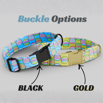 Personalized Easter Egg Dog Collar Custom Name Spring Puppy Collar Bright Pastel Pet Collar Pet ID Tag (OG-470)